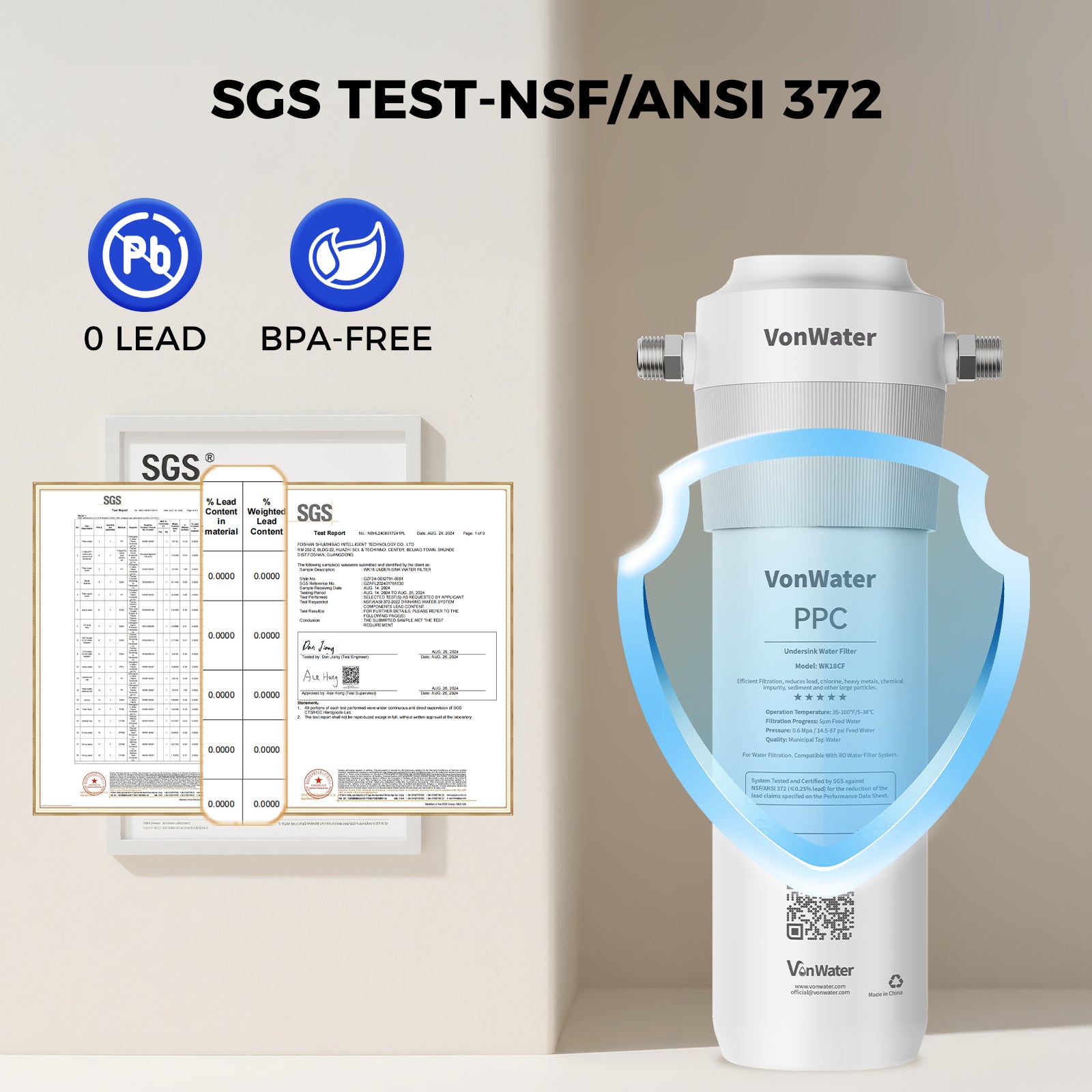 VonWater WK18 - 18000 Gallon Direct Connect Under Sink Water Filter System