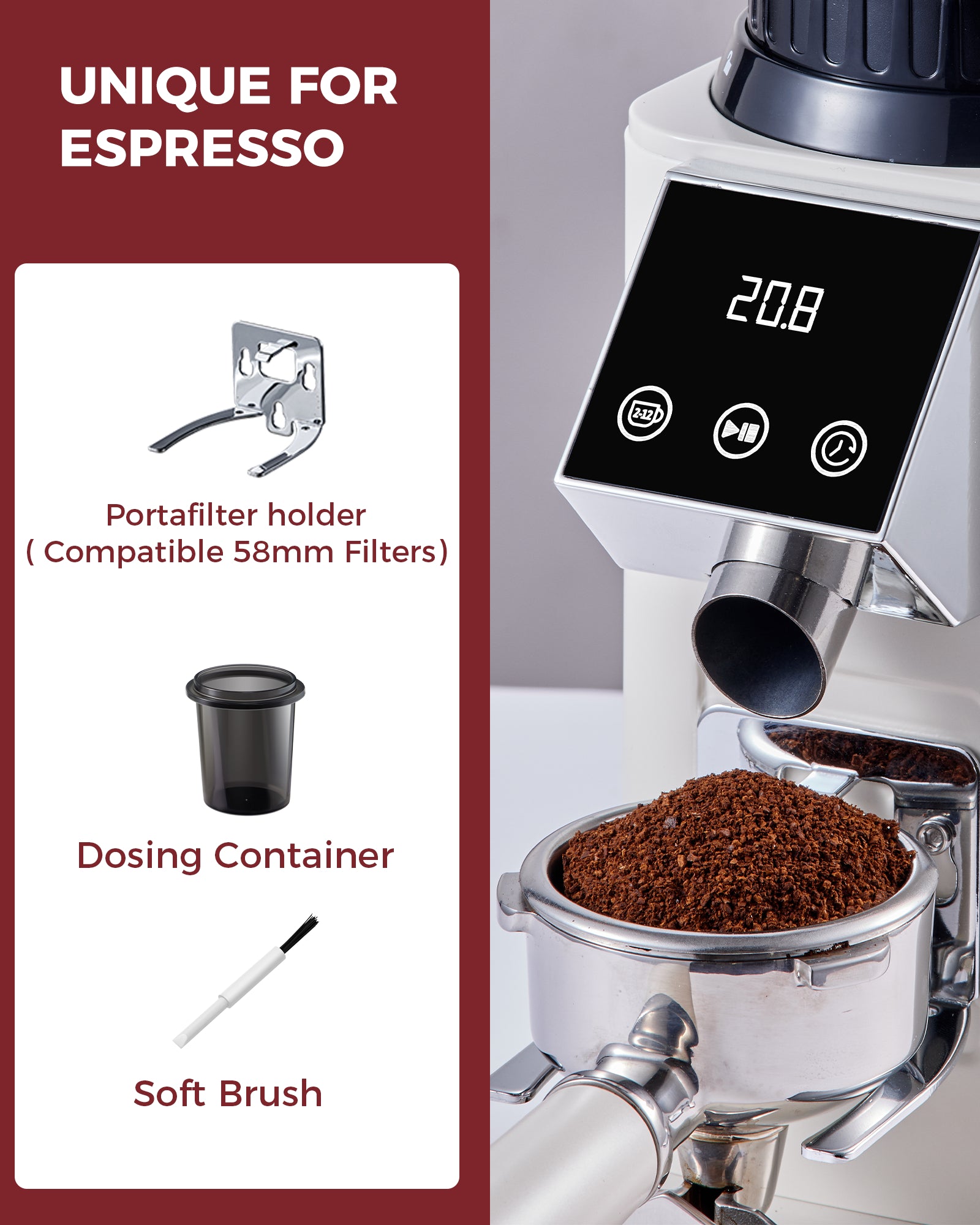 Tuni G1 48Grinding Setting Espresso Conical Burr Grinder| Ivory