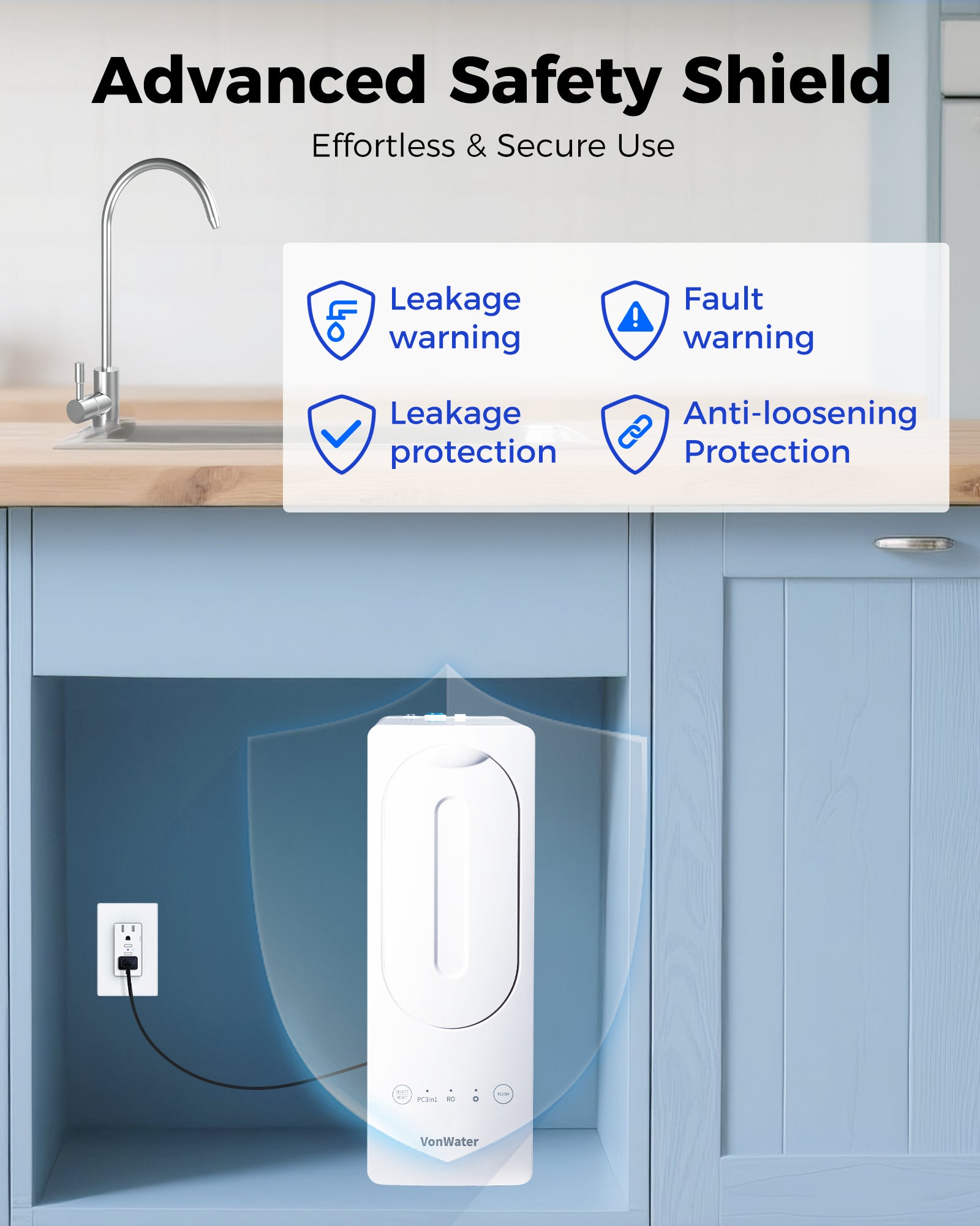 VonWater V2 800GPD Tankless Under Sink RO System with Faucet, Reduce TDS, PFAS, Heavy Metal
