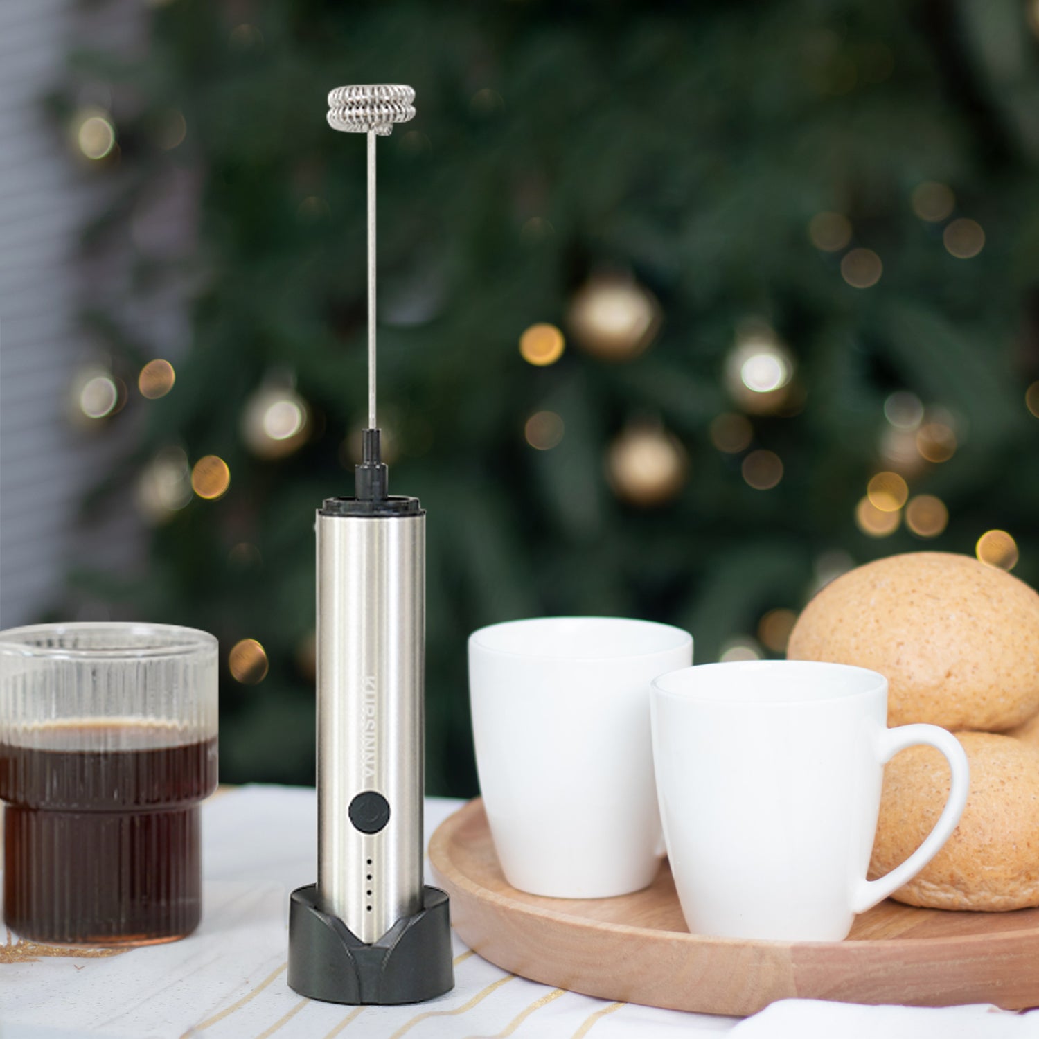 KURSINNA Powerful Rechargeable Milk Frother Handheld, USB-C Charge Foam  Maker with 2 Stainless Steel Whisk & Stand, Powerful Mini Mixer Coffee  Frother