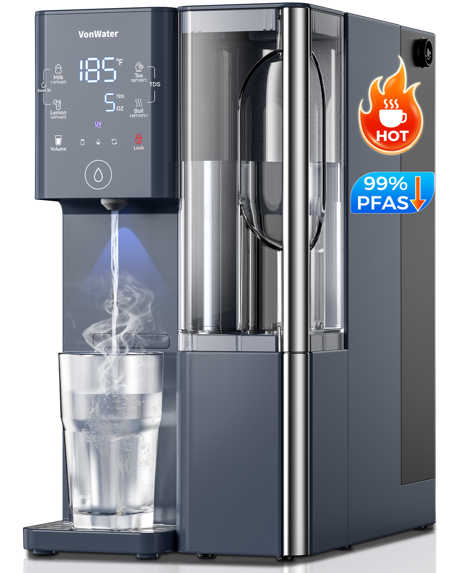 Instant Hot 528Gallon Countertop RO System, 7-Stage Water Purifier