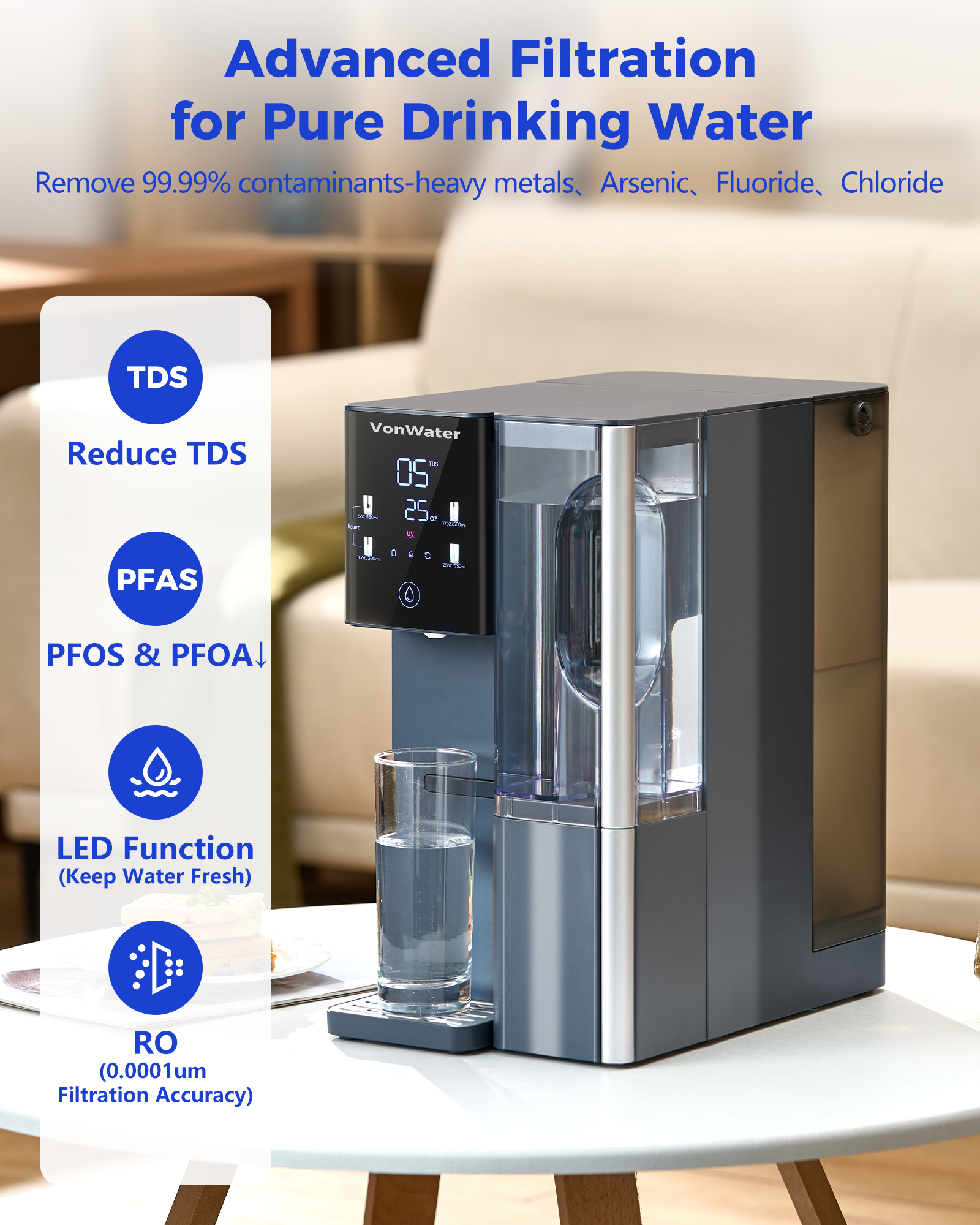 VonWater CT910 Countertop RO System | 7 Stage Reverse Osmosis Filter | 100GPD
