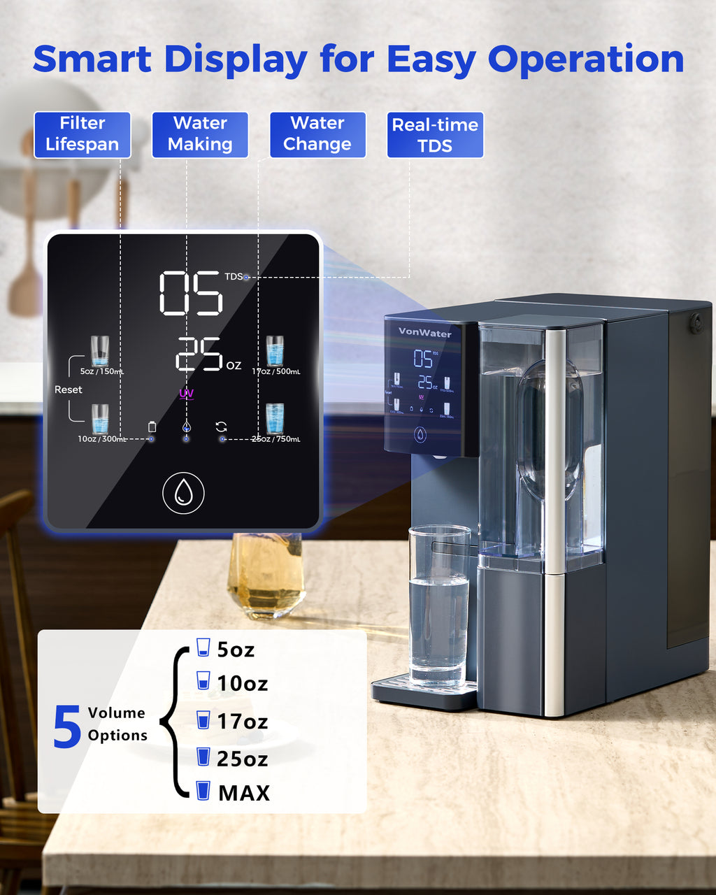 VonWater CT910 Countertop RO System | 7 Stage Reverse Osmosis Filter | 100GPD