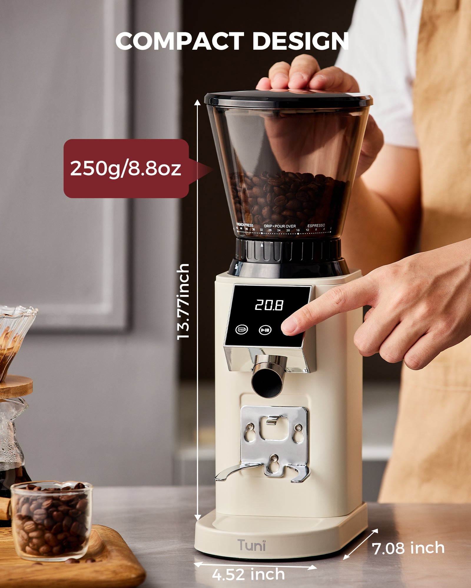 48Grinding Setting Espresso Conical Burr Grinder| Ivory