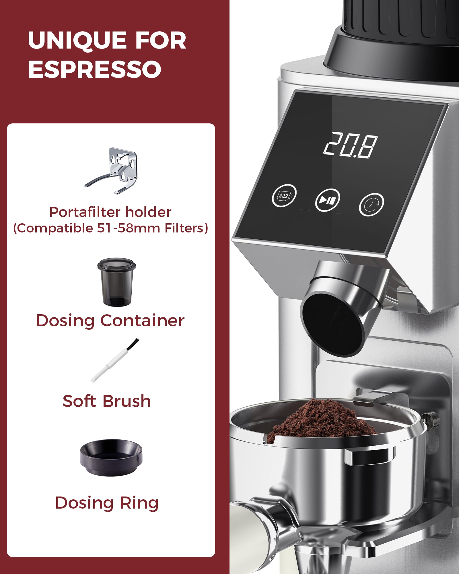 40MM Conical Burr Grinder Espresso Bean Grinder| Sliver