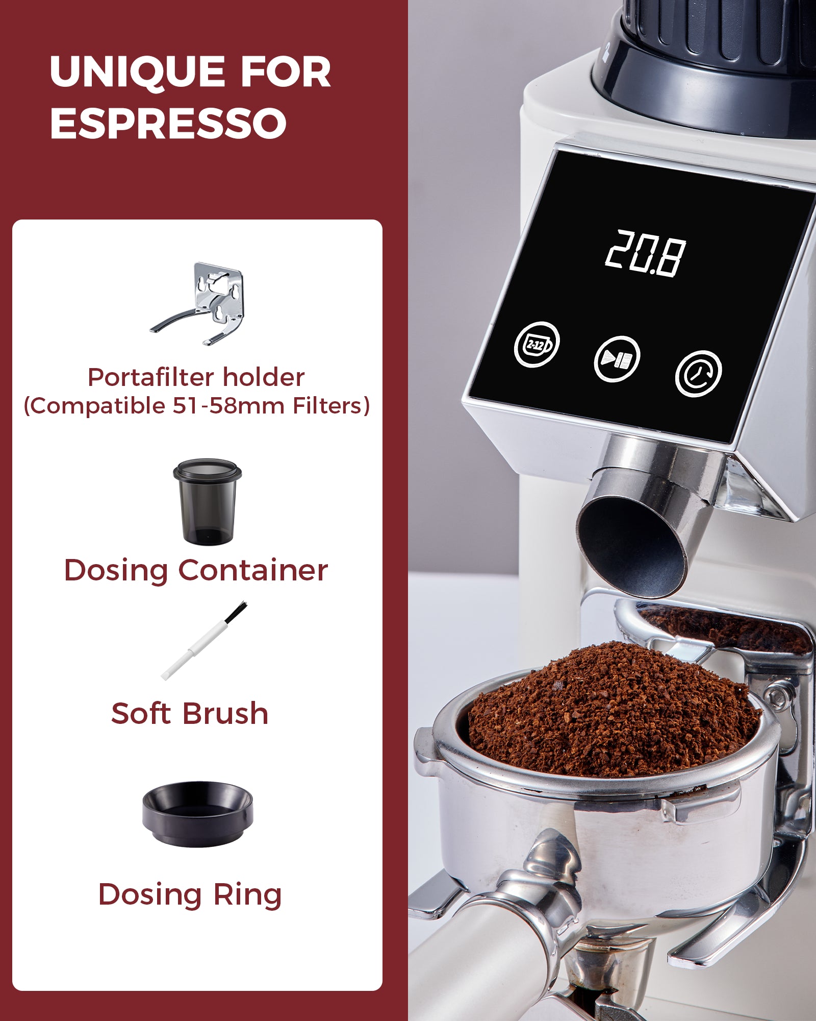 40MM Conical Burr Grinder Espresso Bean Grinder| Sliver