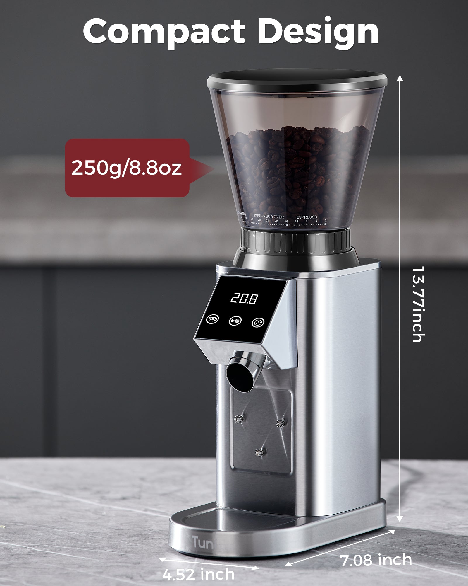 40MM Conical Burr Grinder Espresso Bean Grinder| Sliver